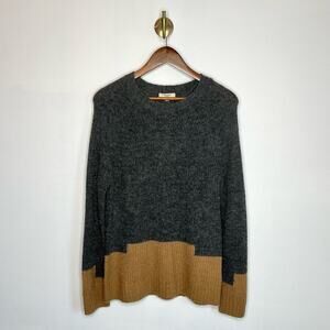 Madewell Gray and Tan Crew Neck Sweater